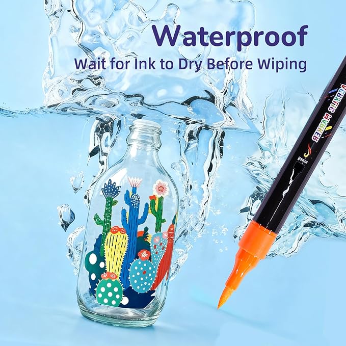 Acrylic Markers, 60 Dual-Tip Paint Pens for Rock Painting, Colouring Books, Mugs, Canvas Shoes, Metal, Scrapbooking - Quick Dry, Brush & Fine, Drawing Markers, Classrooms Must Have