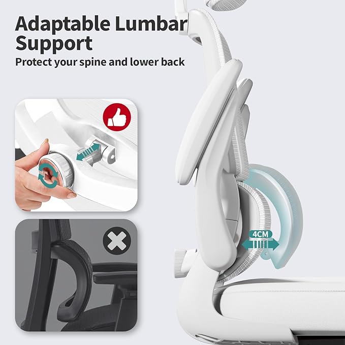 TRALT Office Chair Ergonomic Desk Chair, 330 LBS Home Mesh Office Desk Chairs with Wheels, Comfortable Gaming Chair, High Back Office Chair for Long Hours (White)