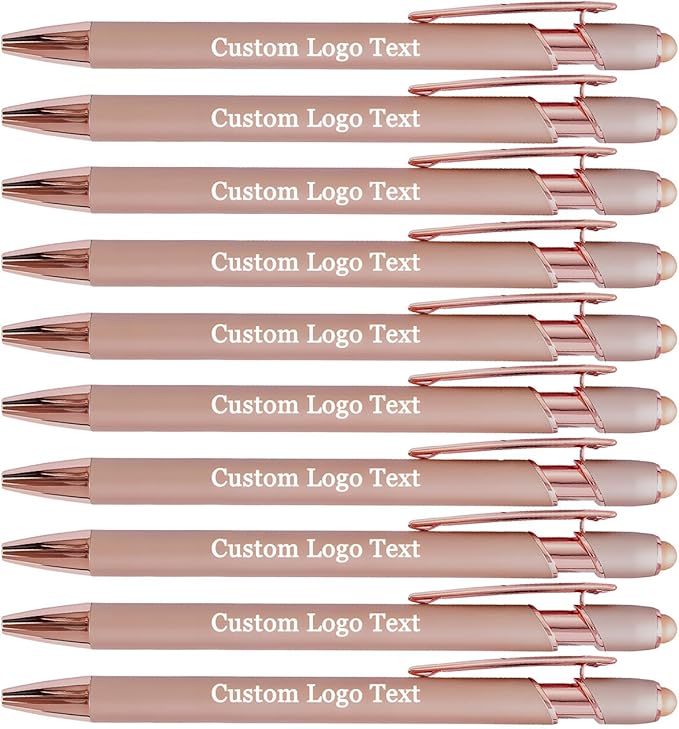 Custom Engraved Ballpoint Pens Bulk, Personalized with Name/Logo, Black or Blue Ink, Smooth Writing for Office, School, Business, Church, Reunion Rose Gold 50 Pcs