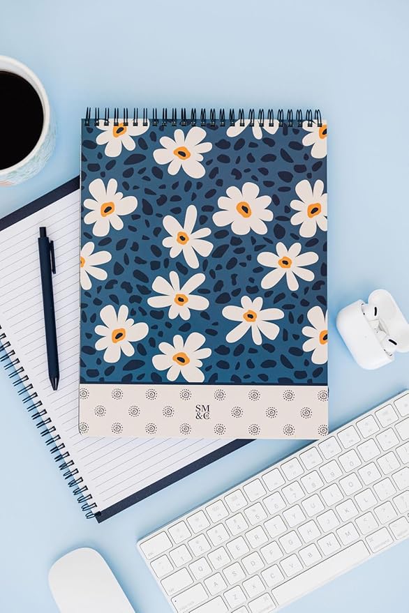 Steel Mill & Co Large Top Spiral Notebook College Ruled, 11" x 8.5" with Durable Hardcover and 160 Lined Pages (Leopard Daisy)