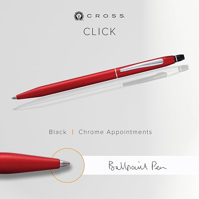 Cross Click Refillable Ballpoint Pen Presented in a Everyday Gift Box - Medium Point, Black Ink, Crimson
