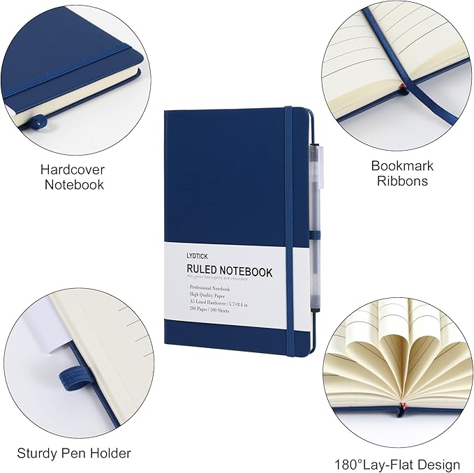 20 Pack Journals for Writing College Ruled Notebooks Journal in Bulk, Hardcover Notebooks (200Pages) for Note Talking, Lined Bullet Journals for Home School Office, 5.7"x8.4", Navy