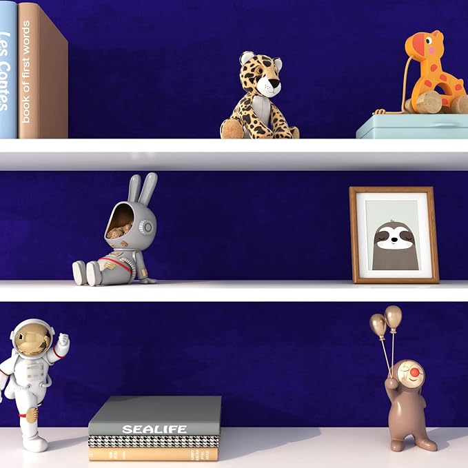 FunStick Sapphire Blue Fabric Wallpaper Peel and Stick Soft Velvet Fabrics Wallpaper Blue Felt Fabric Contact Paper for Cabinets Shelf Liner Self Adhesive Wall Paper for Bedroom Drawers 15.8"x78.8"