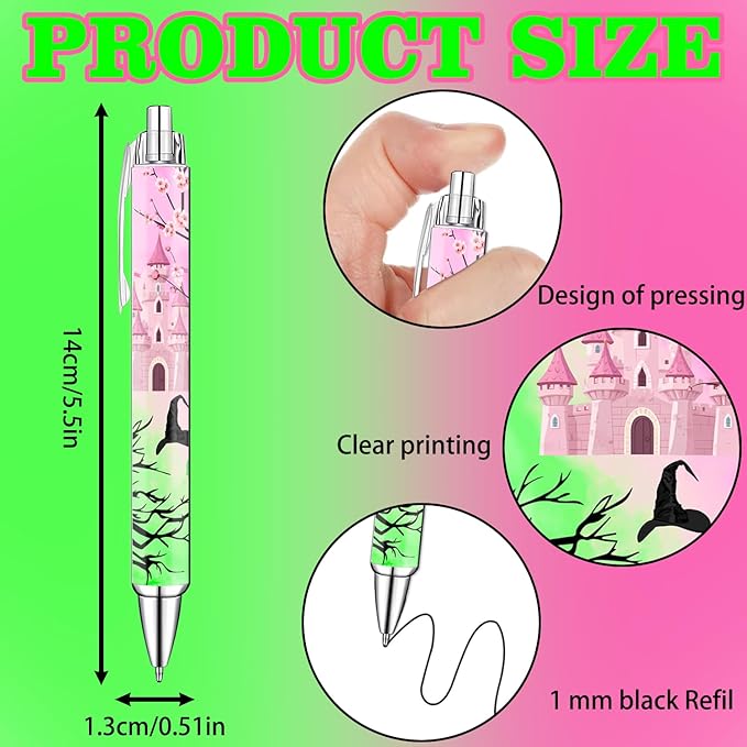 Princess and Witch Pens Set – Magical Fantasy-Themed Ballpoint Pens for Girls, Students, and Stationery Lovers – Smooth Writing Pens for School, Journaling, or Gifts – Enchanting Design, 8 Pack