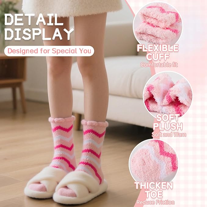 COOPLUS Fuzzy Socks for Women Warm Fluffy Cozy Winter Soft Home Slipper Socks (5 Pairs)