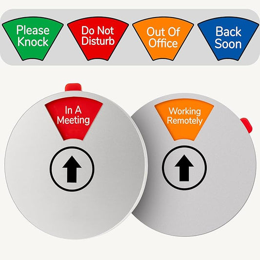 2PK Office Door Signs Do Not Disturb, 6 Options Private Wheel Sign, In a Meeting Sign for Conference Room, Business Out of Office Status indicator, 6 inch White1