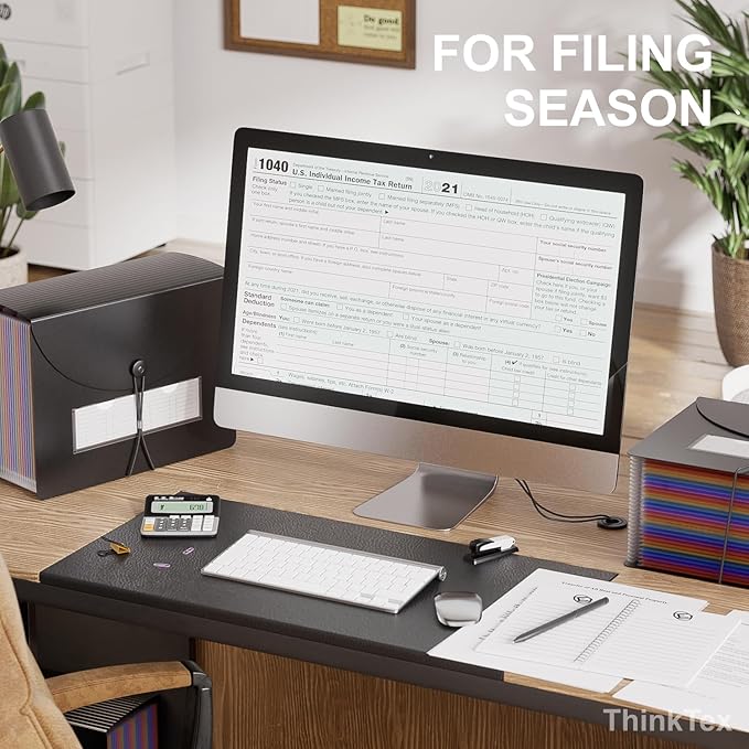 26 Pockets Accordion File Folder Organizer, Expanding Filing Box A4 Letter Size Expandable File Folders, Plastic Accordion Document Paper Coupon Bill Receipt Organizer with 3 A-Z Alphabet Colored Tabs