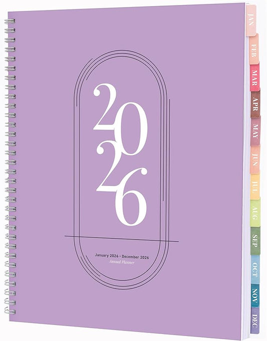Rileys 2026 Planner, Agenda Planner With Weekly And Monthly View, Daily Agenda Book And Yearly Planners Calendar Book, Spiral Bound With Tabs, Notes, Goals And Holidays (Lilac, 8.5 x 11 in)