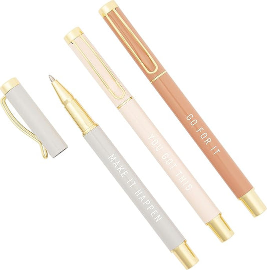 Sweet Water Decor You Got This Metal Pen Set - Inspirational Gifts for Women - Medium Ballpoint Pens with Black Ink - Motivational Office Accessories and Desk Decor - New Job and Graduation Gifts