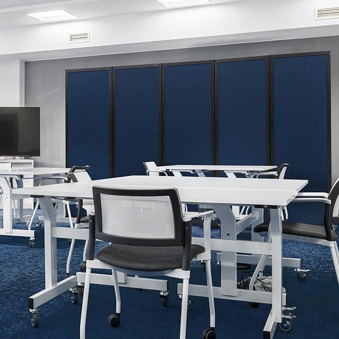 Room Partition,Office Divider,Portable Commercial Screen Dividers,Privacy Partition Separator,Classroom School Dividers, 10'6"L* 6'7"H,5 Panel,Blue