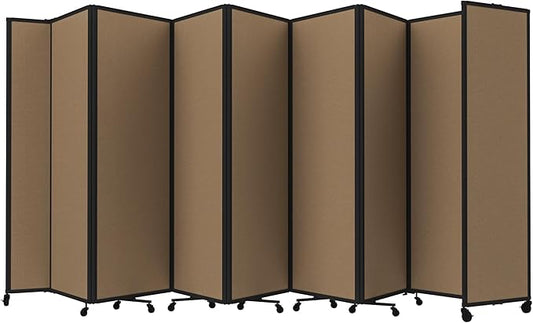 Versare Room Divider 360 Portable Wall Partition | Folding Panels | Large Freestanding Divider | Locking Wheels | Temporary Room Separator