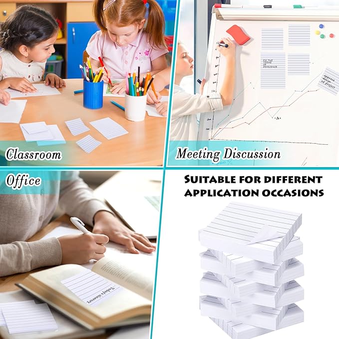 Yexiya 64 Pcs Lined Sticky Notes Self Stick Notes with Lines Bright Assorted Colors Sticky Pad for Home Office Products Post Memos, 1920 Sheets(3 x 3 Inch, 4 x 6 Inch,Mixed Color)