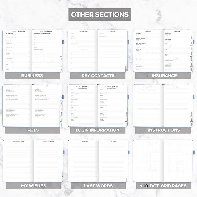 Clever Fox Large End of Life Planner – Guided Final Arrangements Organizer Notebook for Instructions, Beneficiary Info, Will Preparation, Last Wishes & Funeral Planning – 8.5" x 11" (Smoke Blue)