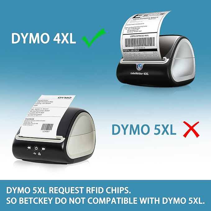 BETCKEY - Compatible DYMO 1744907 4x6 Shipping Labels, Perforated, Compatible with DYMO Labelwriter 4XL Rollo & Zebra, NOT Fit 5XL [12 Rolls/2640 Labels]