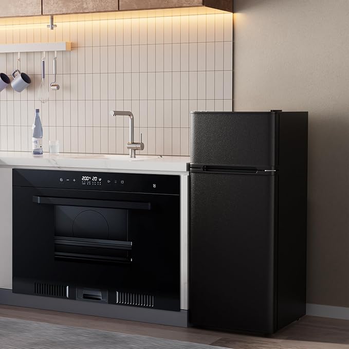 4.5 Cu.Ft. Fridge with Freezer, 2 Doors Compact Refridgrator,Adjustable Thermostat & Mini Refrigerator Energy Saving,Ideal for Home,Office,Apartment (Black)