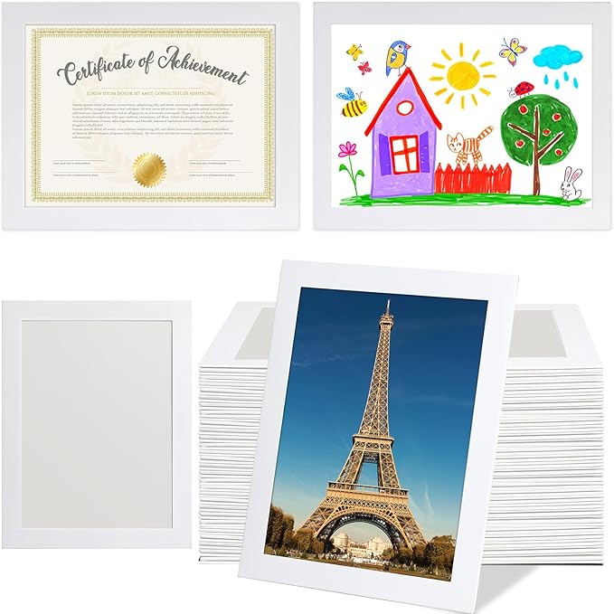 8.5 x 11 Paper Diploma Frame with High Definition PVC Window Paper Certificate Degree Document Holder Picture Photo Frames Display Gallery Wall Frame Art Frames for Tabletop and Wall Display(60,White)