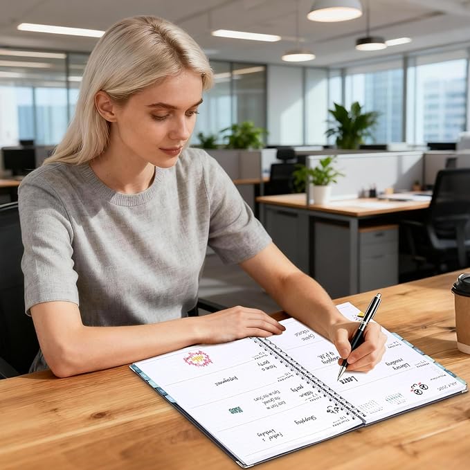 GuassLee Large 2026 Planner, Weekly and Monthly Planner from January 2026-December 2026, 8.5"x 11" Calendar Agenda Book with Back Pocket, Stickers for Home Office School Supply, Navy Blue