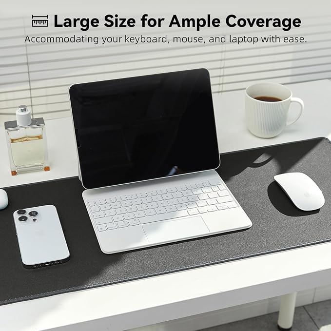 Waterproof Large Gaming Mouse Pad with Durable Stitched Edges, Non-Slip Rubber Base, Smooth Surface Mouse Mat Desk Pad for Home Office Gaming, 27.5"x11.8"x0.08", Dark Gray