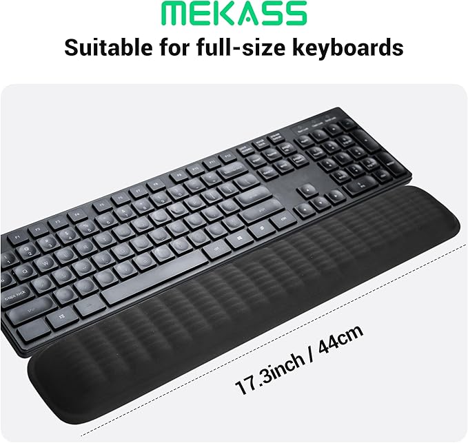 MEKASS Keyboard Wrist Rest, Soft Memory Foam Support for Keyboard, Hand Rest Pad for Pain Relief, Wrist Guard for Long Hours of Work, Gaming, Studying (Blue)