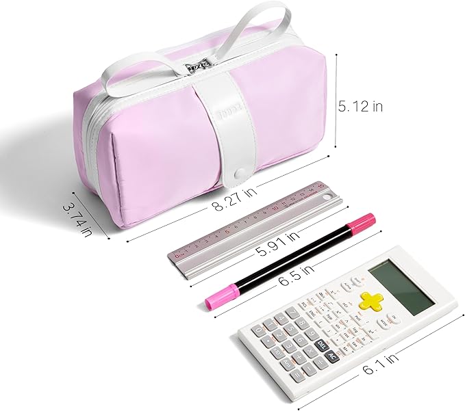 Sooez Big Capacity Pencil Case, Extra Large Pencil Pouch with Zipper Pocket, Wide Opening Pencil Bag, Portable Stationery Organizer, Cute Aesthetic School Office Supplies for Teens Girls Adults, Beige