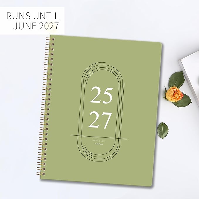 Monthly Planner 2025-2027 - 2 Year Monthly Planner Calendar 2025-2027, July 2025 - June 2027, 8.5" * 11", 24 Months Calendar Planner with Waterproof Cover＆Spiral Bound, for Office, School Home Planning - Green