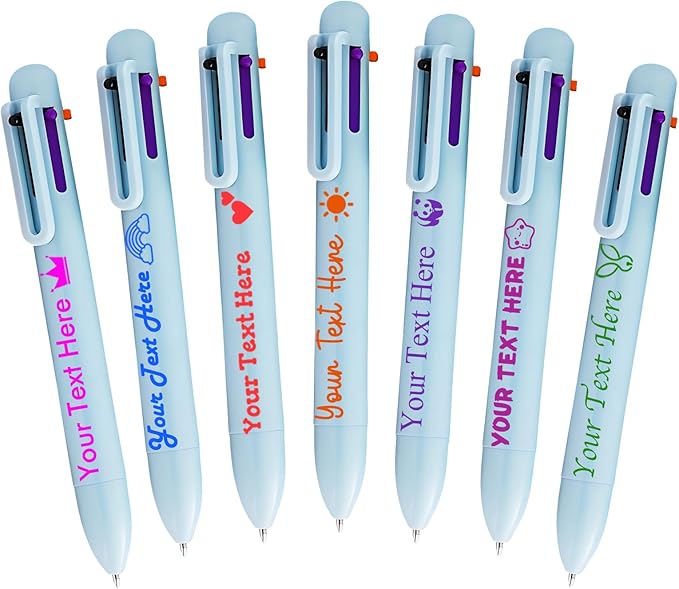 Personalized Multicolor Ballpoint Pen Bulk Custom 6-In-1 Pens with Name Logo Customized Color Pen Boys Girls Teacher Business Gift Dblue_28PC