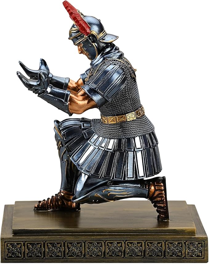Roman Legion Soldier Knight Pen Holder Pen Stand Desk Organizers and Accessories for Office and Home(Blue)