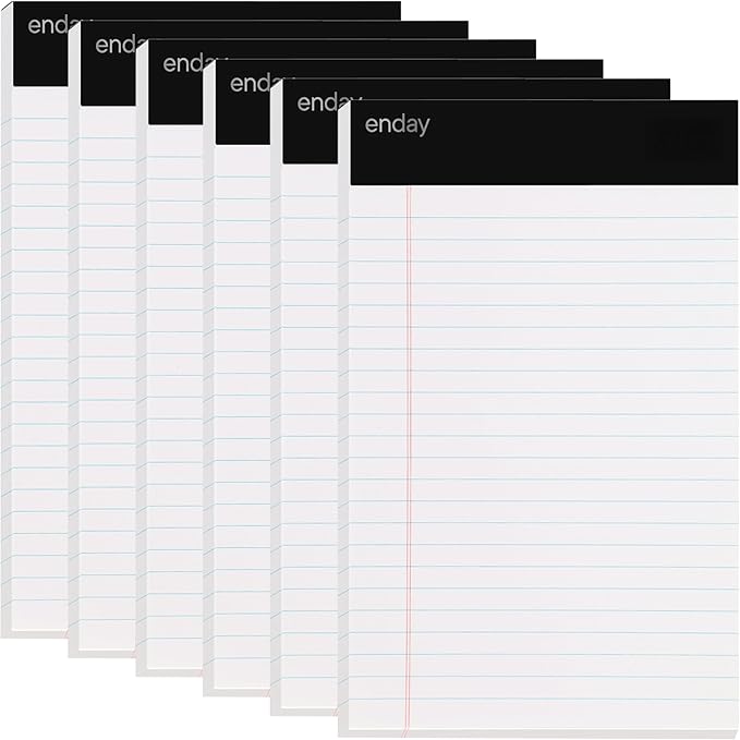 Emraw White Jr. Perforated Edge Legal Ruled Universal 50 Sheets Letter Writing Pad- 50 Ct. 5" x 8" inch (Pack of 6)