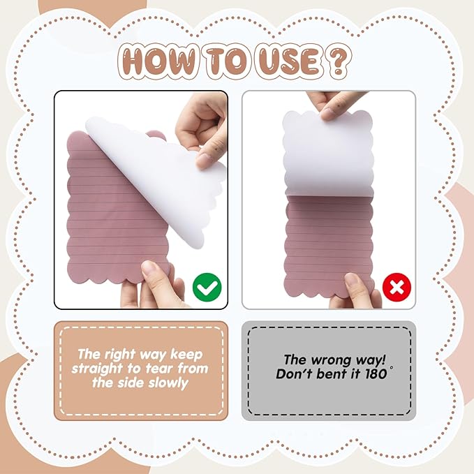 Eaasty 8 Pack Scalloped Sticky Notes Bulk Christmas Cute Self Sticky Note Pads Multi Color Bright Vintage Note Pads or School Office Supplies 240 Sheet(4" X 6",Vintage Color Lined)