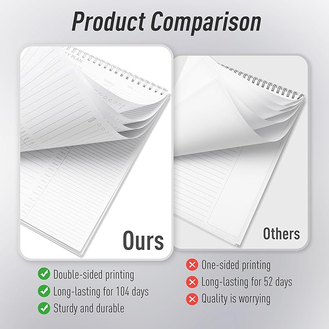 3PC 24 Hour Daily Planner - Daily To Do List for Work & Personal Life, Productivity Planner, Everyday Planner, Daily Schedule, 6.5 x 9.8