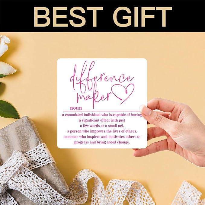 Wooden Table Sign Office Decor Difference Maker Definition Desk Decor Wood Plaque With Stand Thank You Gifts for Boss Women Best Mom Coworker Teacher Office Desk Accessories(White)-C01