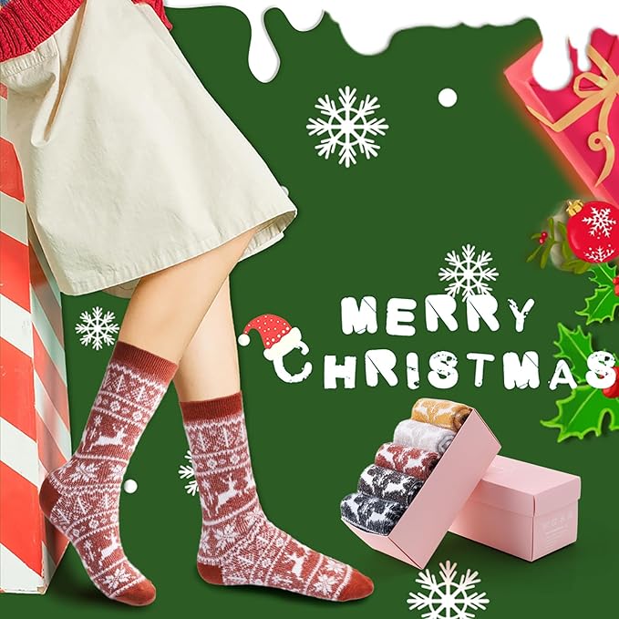 SISOSOCK 5 Pairs Fuzzy Soft Cozy Fluffy Socks for Women, Casual Warm Sleep Comfy Socks, Thick Winter Plush Gifts for Women