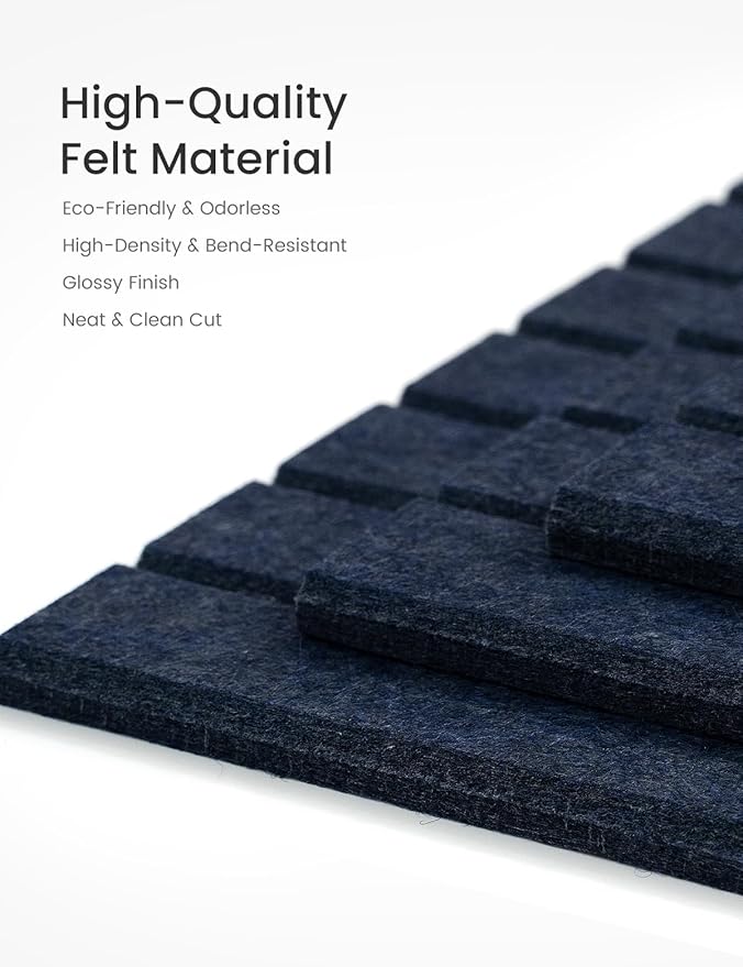 Bumusty Large Cork Board Alternative-47 x35 Felt Bulletin Board Tiles, with 30 Pushpins, 70 Adhesive Tabs, 12-Pack Slat Wall Paneling, Cork Boards for Office Push Pin Board Felt Board-Denim Blue