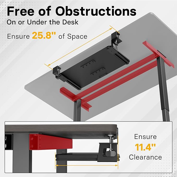 BONTEC KMT01-PJ Under Desk Keyboard Tray, Pull-Out Keyboard & Mouse Platform with C-Clamp, 20 x 11.8 in Space-Saving Ergonomic Slide-Out Drawer, Black
