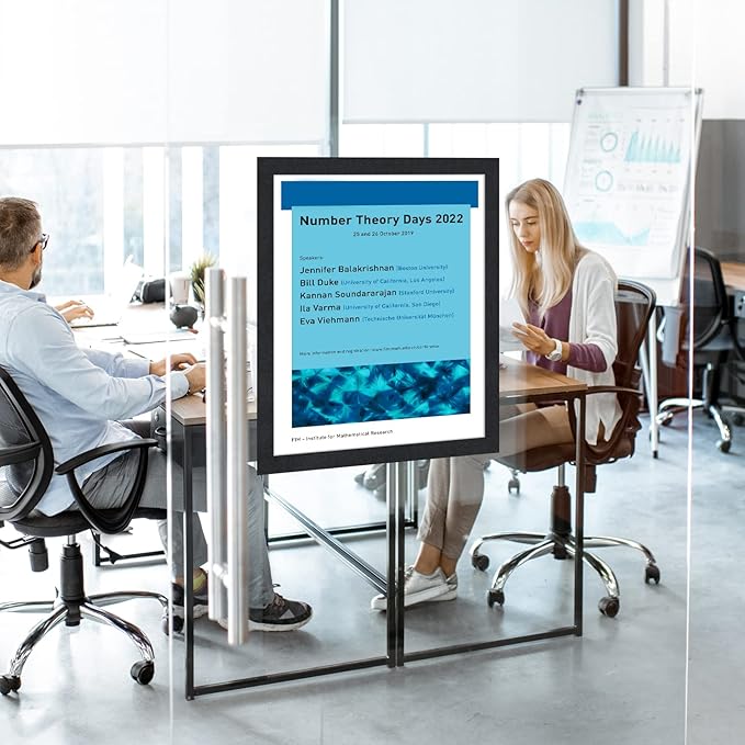 11"x 17" Self Adhesive Sign Holder, Double Sided Window Display Frame with Clear PVC and Strong Magnetic for Office/Home/Store/Door/Glass/Wall (Black, 20Pack)