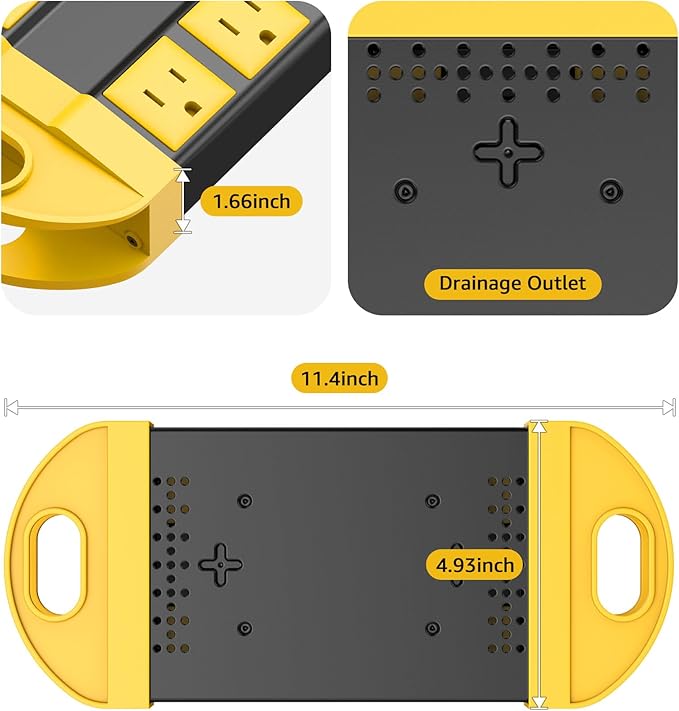 CCCEI 2 Outdoor Power Strips Weatherproof with 8 Plug, Waterproof Extension Cord with Multiple Outlets, Christmas Exterior Garden Yard Surge Protector 6FT, Yellow.
