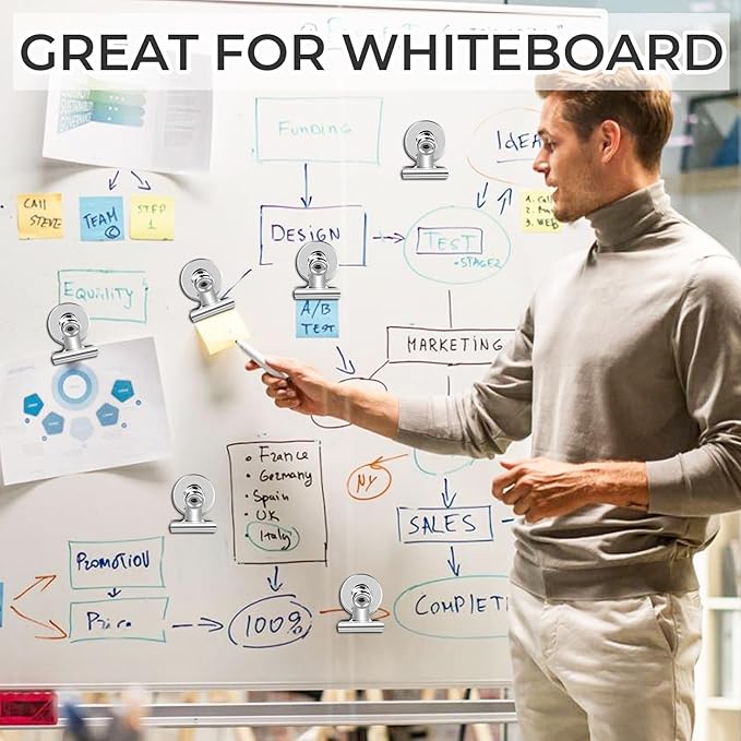 90 Pack Fridge Magnet Refrigerator Magnets, Strong Magnetic Clips Whiteboard Magnets, Magnet Clips Heavy Duty, Clip Magnets for Photo Displays, Home, Office, Classroom (Silver)