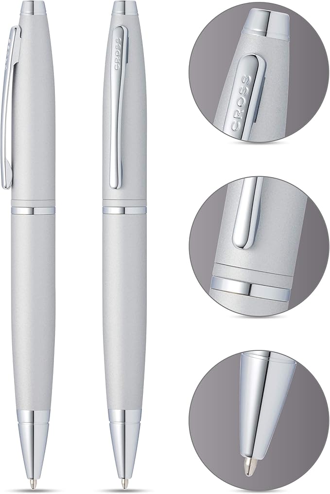 Cross Calais Refillable Ballpoint Pen Presented in a Luxury Gift Box - Medium Point, Black Ink, Satin Chrome