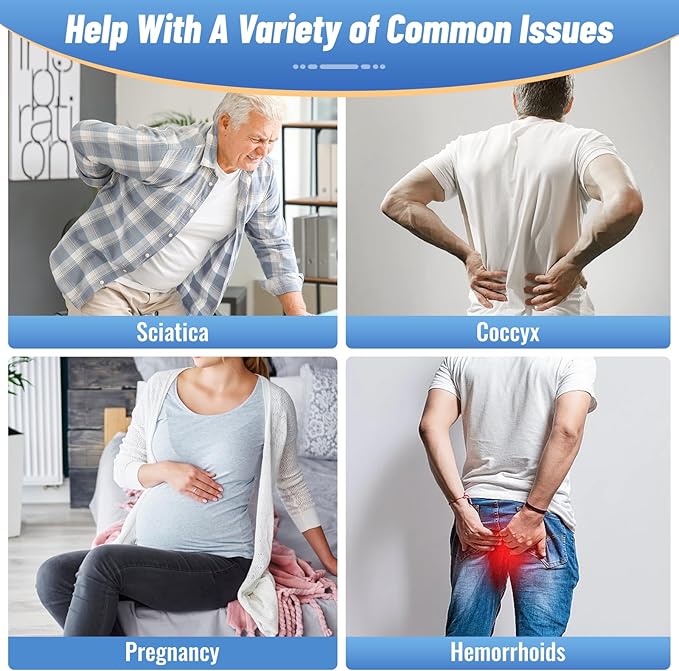 CloudBliss Donut Pillow Seat Cushion Chair Pad for Tailbone Pain Relief and Hemorrhoids, Memory Foam Seat Chair Cushion for Men and Women for Home & Office, (Khaki-XL)