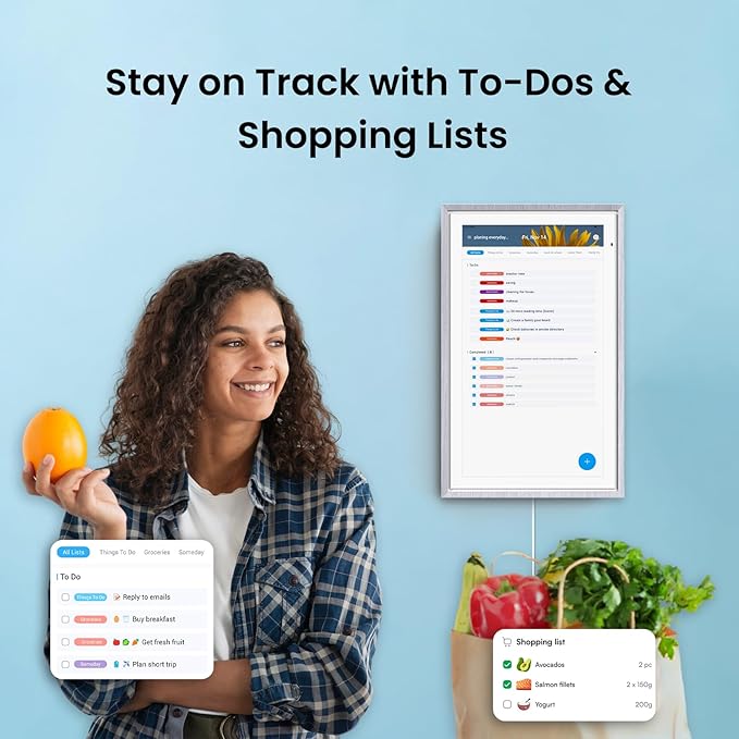 ApoloSign 15.6-inch Digital Calendar: Dual Mode Calendar with Google Play & Multi-calendar Sync, Electronic Planner & Chore Chart, Smart Touchscreen, Interactive Display for Family Schedules (Gray Wood, 15.6")