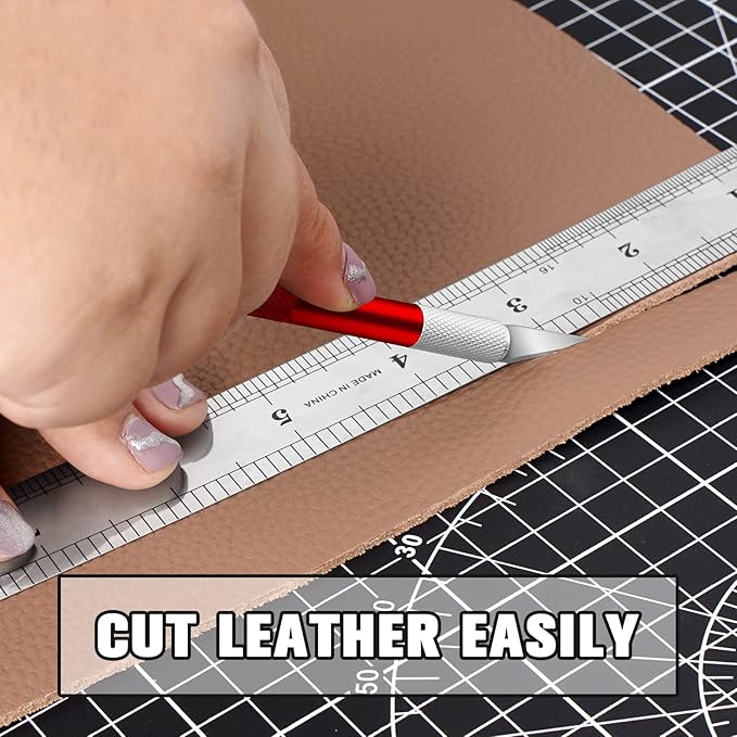 DIYSELF 2 Pack Exacto Knife Set, Precision Knife for Paper, Carving Blades for Crafts, Craft Knife for Wallpaper, Art Knives, Hobby Knife with 20 High Carbon Steel Exacto Knife Blade #11(Red)