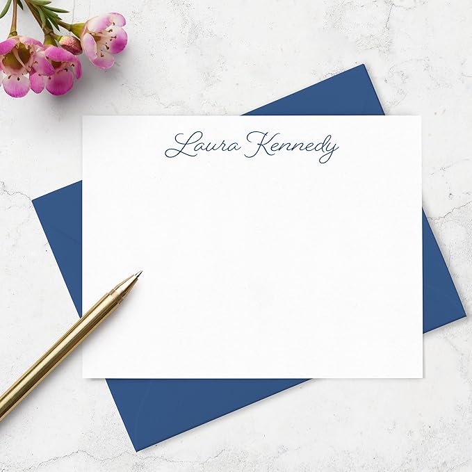 Personalized Stationery Note Cards and Envelopes Set for Women Customized with Name in Script Font, Choose Ink & Envelope Colors | Fairmont & Grove Paper Co. (Font Style #1)