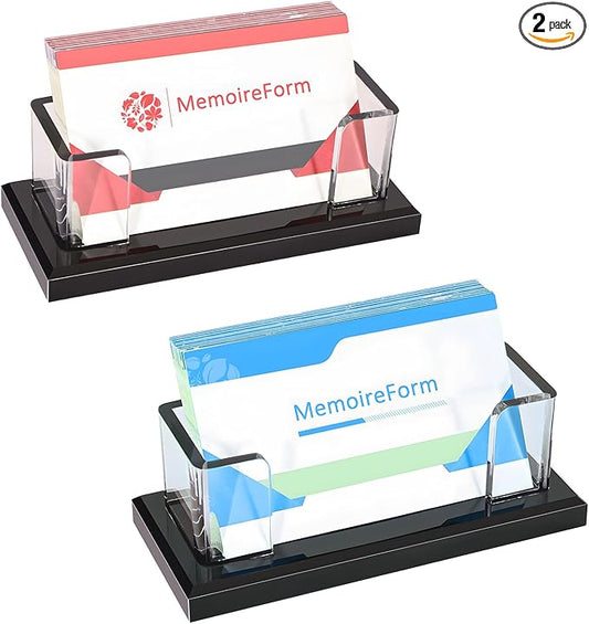 2 Pack Business Card Holder for Desk, Multiple Business Card Holders, Acrylic Business Card Display Stand for Office, Home, Restaurant, Exhibition