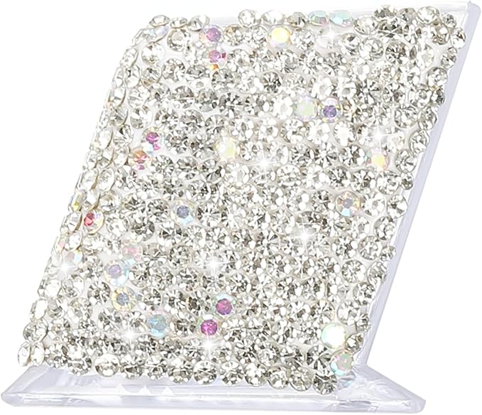 PATIKIL Rhinestone Business Card Holder, Crystal Business Card Holders Bling Business Card Organizer Display Stand for Desktop Desk Office Exhibition, White