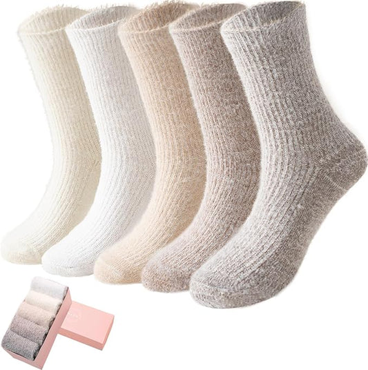 5 Pairs Fuzzy Soft Cozy Comfortable Socks for Women, Casual Sleep Comfy Socks, Perfect Warm Winter Gifts for Women