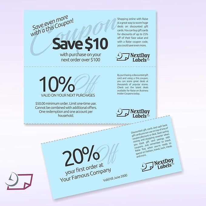 NextDayLabels - Pack of 500 Sheets, 8-1/2 x 11" Letter Size Perforated Paper (Blue, Perf @ 3-2/3" and 7-1/3")
