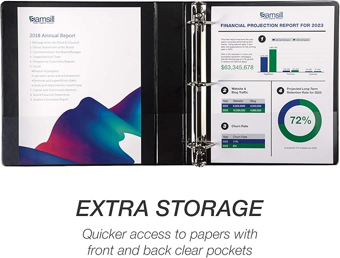 Samsill Durable 1.5 inch 3 Ring Binder, Made in USA, D Ring Binder, FSC 100% Recycled Chipboard, Black, 12 Pack