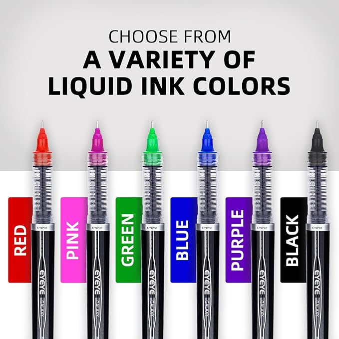 EYEYE Needle Rollerball Pens 0.5mm, 3 Assorted Colors Extra Fine Point Pen Quick Dry, Liquid Ink Pen Fine Point Smooth Writing Pens for Journaling, Note Taking, Office, School Supplies