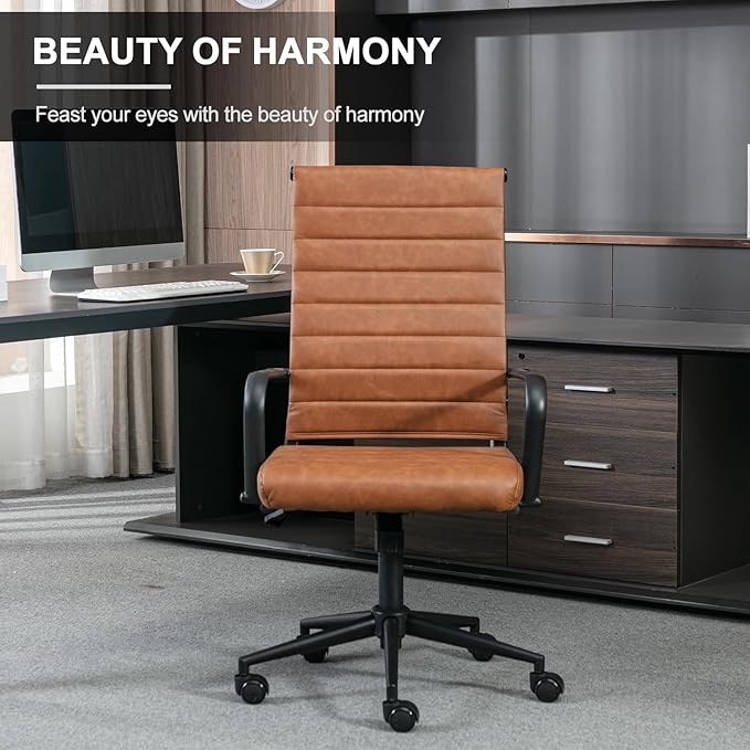 Okeysen Office Desk Chair Conference Room Chairs, Modern Ergonomic Executive Swivel Chair, Adjustable Height PU Leather Home Desk Chairs with Armrests, Comfy Computer Task Chairs with Wheels