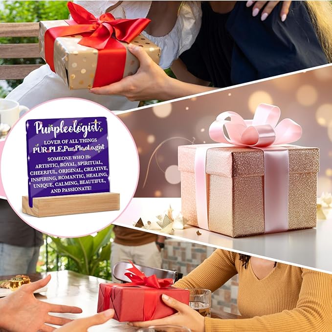 Purple Gifts for Women, Acrylic Sign for Cubicle Decor or Desk Decorations, Purple Office Decor Acrylic Plaque, Book Shelf Desktop Art Decoration Office Gifts for Mom Sister Friend